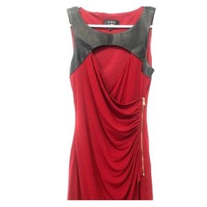 Red with Leather Accent Guess Dress